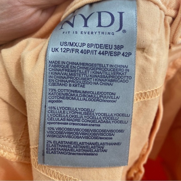 NYDJ Size 8P 8 Petite Melon Orange Crop Capri Denim Jeans Mid Rise 17.5" Inseam - Picture 10 of 11